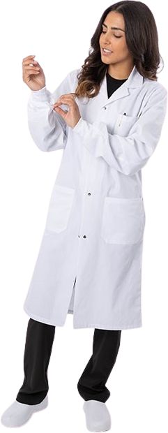 Snap Front White Lab Coat - With Cuffs - XXS